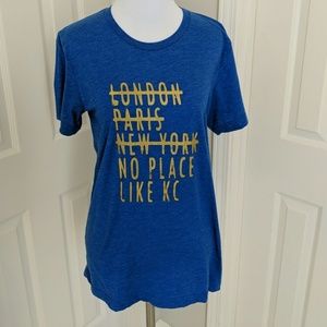 KC t-shirt blue and gold no place like KC size S
